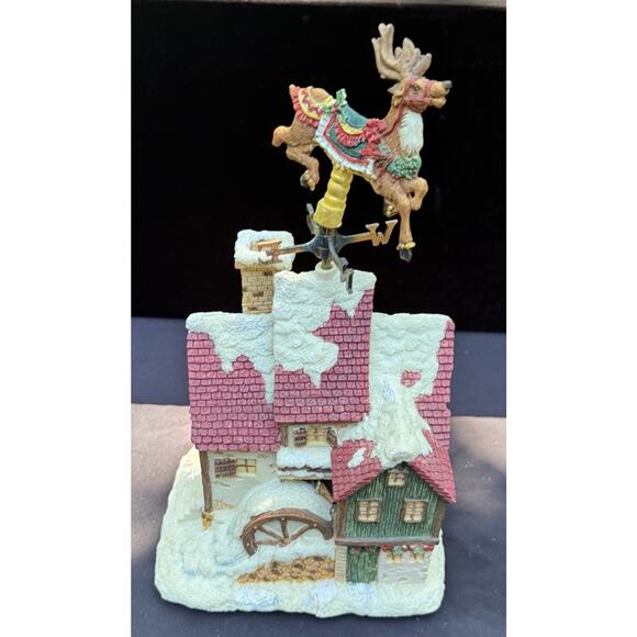 Christmas Holiday Time Musical House Reindeer With Turning Weather Vane - Picture 1 of 10